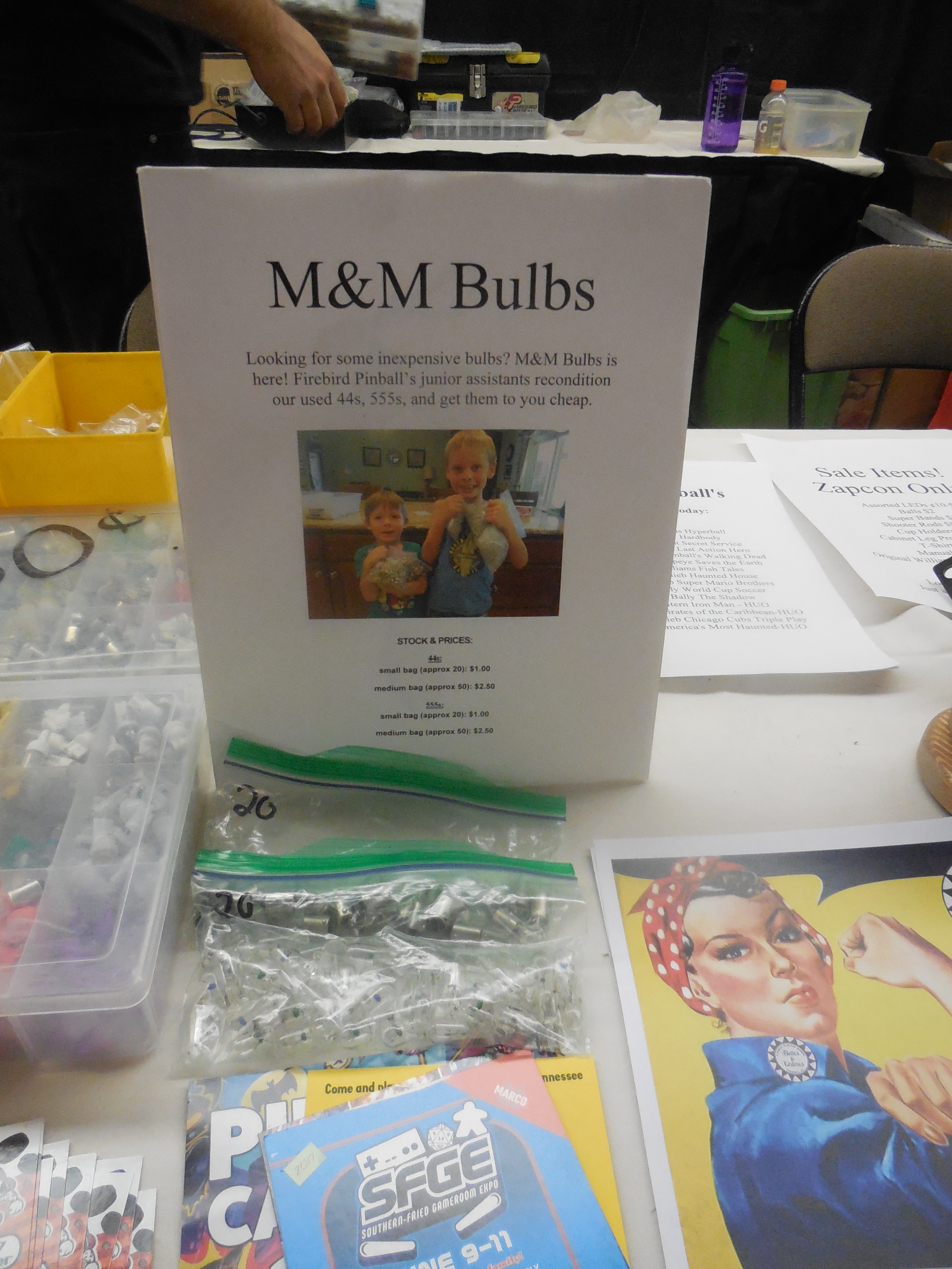 We even set up a little spot for our boys' business, M&M Bulbs. They made two sales!