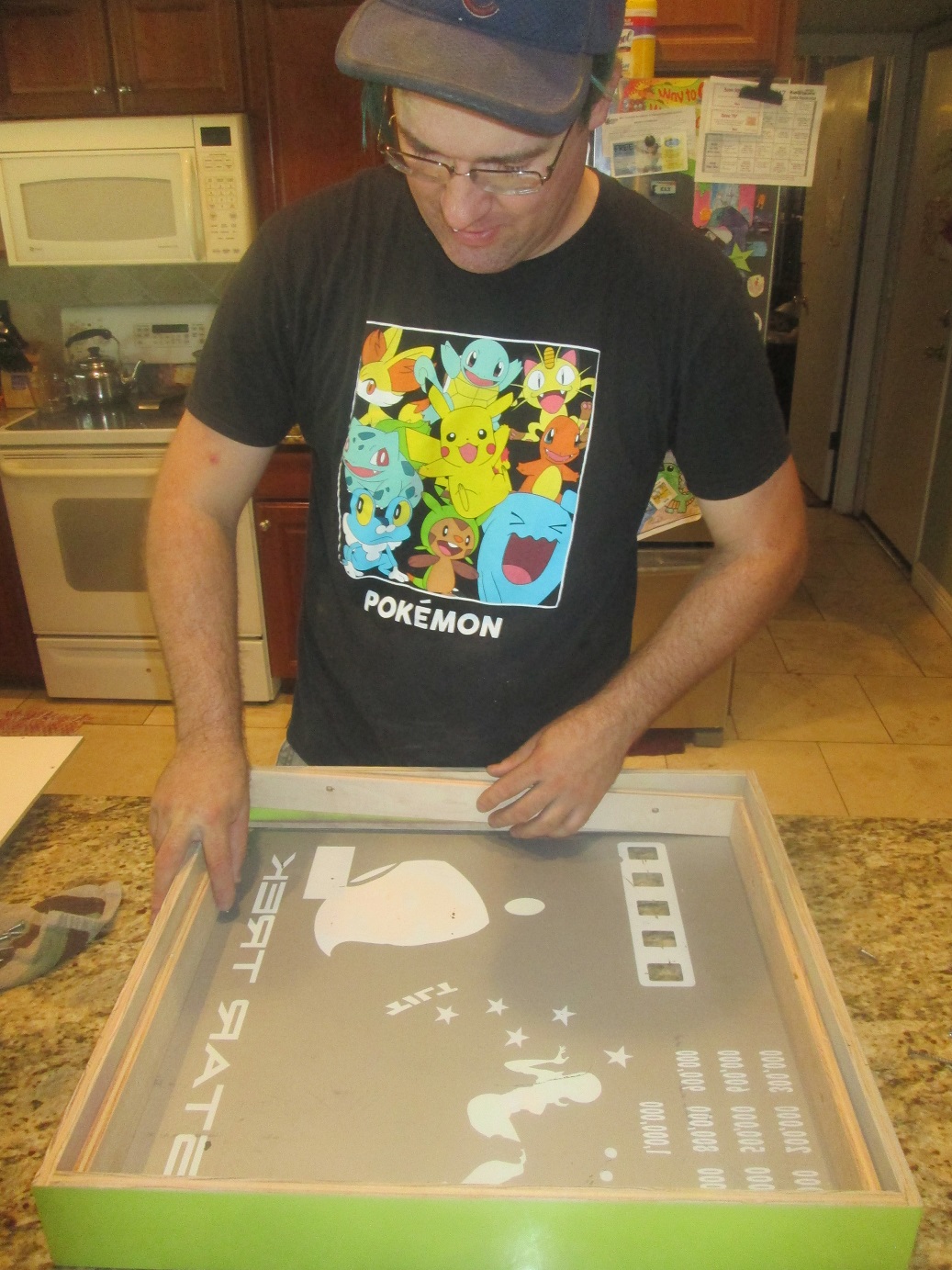 Here's the big boss getting one of the frames lined up just right. This is for a 1971 Gottlieb Star Trek!